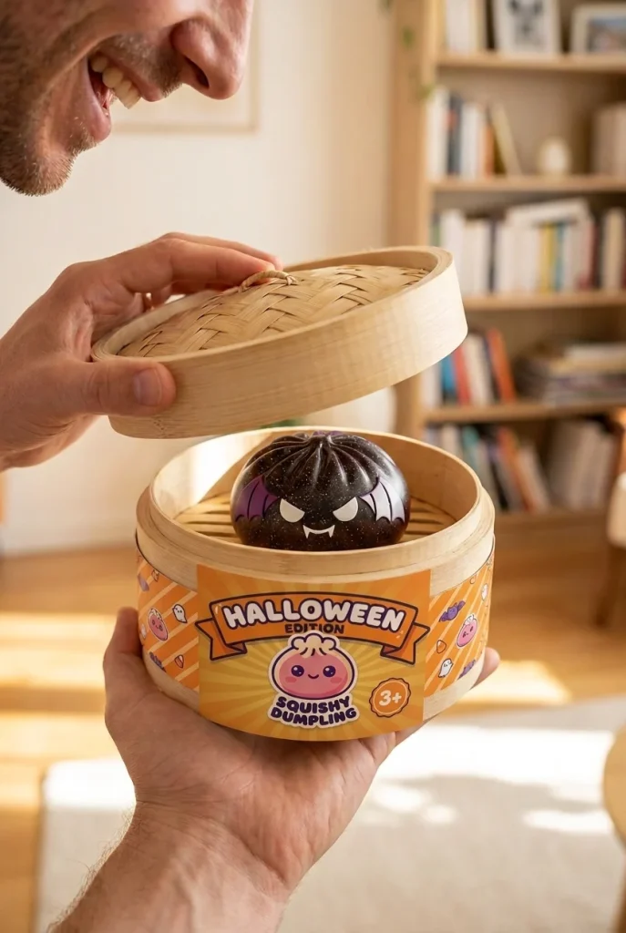 Glitter Bat Halloween Dumpling Squishy unboxing moment