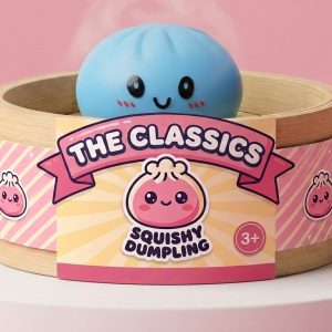 Ocean Blue Dumpling Squishy in its bamboo steamer box