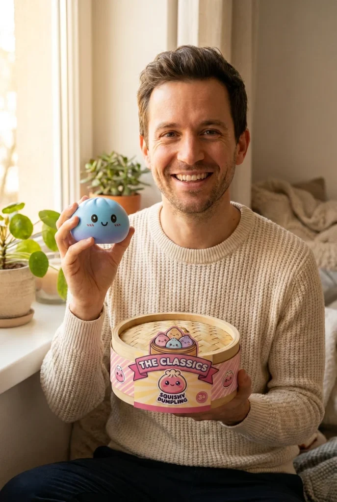 Ocean Blue Dumpling Squishy with its box