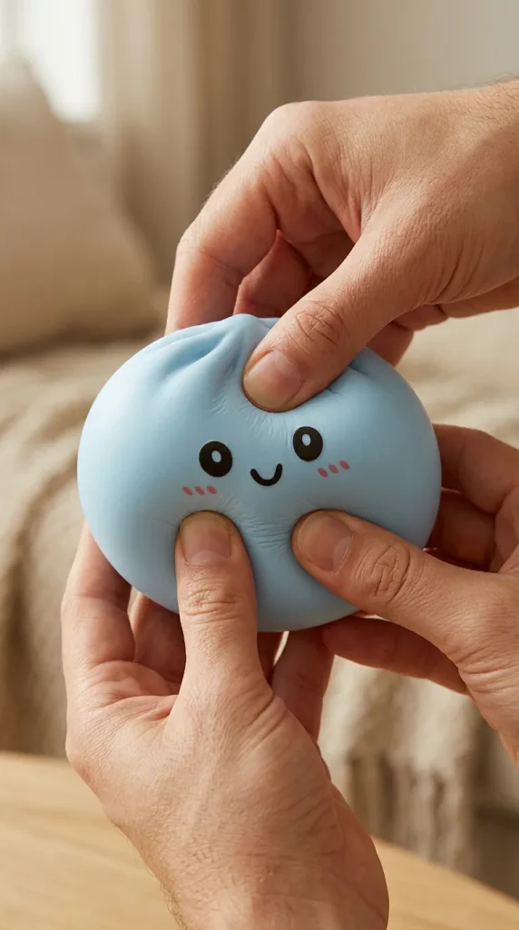 Ocean Blue Dumpling Squishy mid-squish