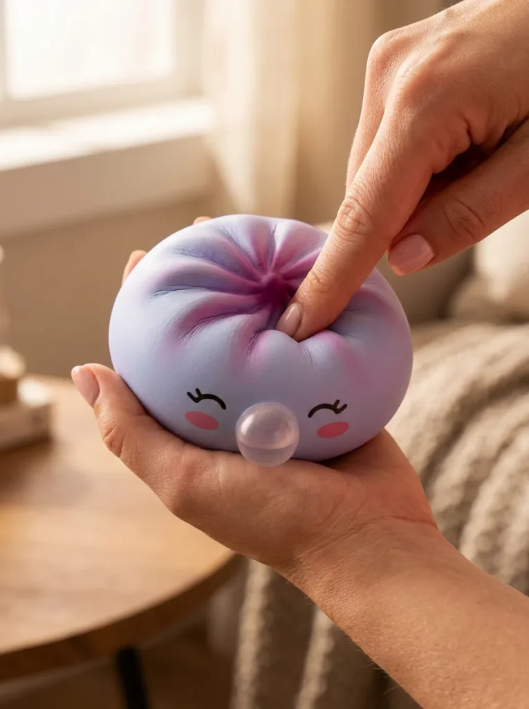 Frost Blue Rare Blow Dumpling Squishy mid-squish
