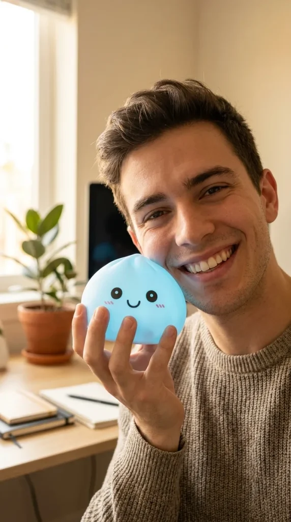 Aurora Blue Dumpling Squishy Night Light in everyday life