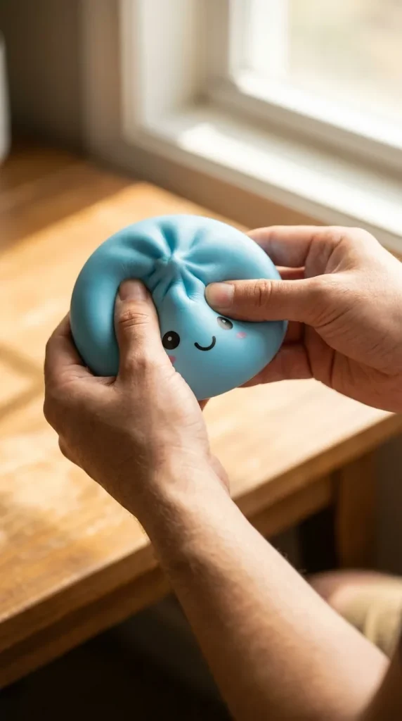 Aurora Blue Dumpling Squishy Night Light mid-squish