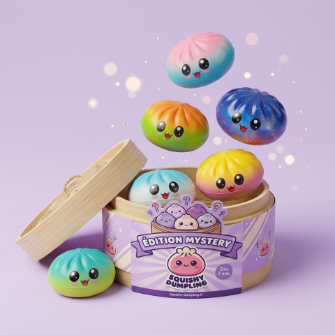 Charming Mystery Dumpling Squishy being squeezed, soft slow-rise foam