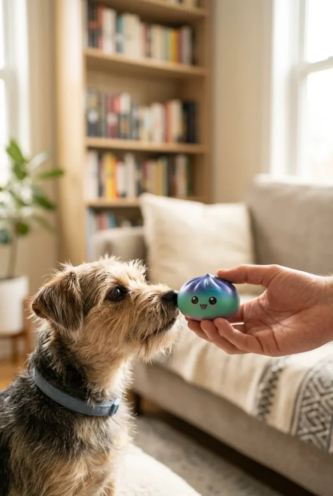 Charming Mystery Dumpling Squishy with a plush friend
