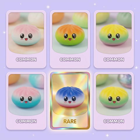 Charming Mystery Dumpling Squishy being squeezed, soft slow-rise foam