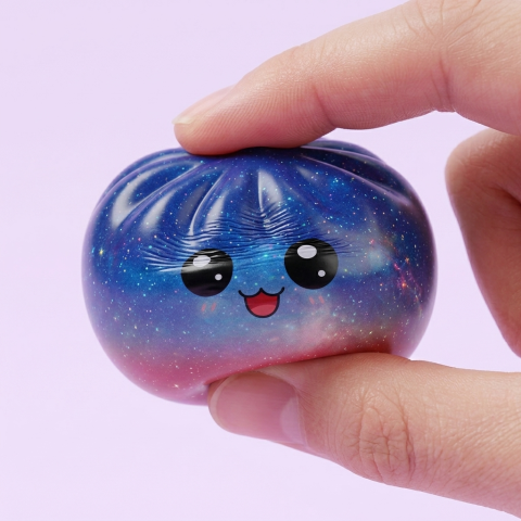 Charming Mystery Dumpling Squishy being squeezed, soft slow-rise foam