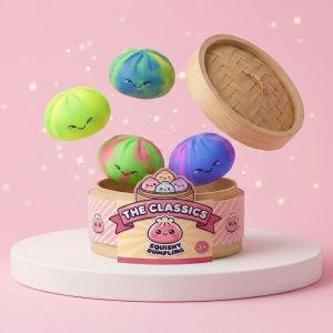 Rainbow Dumpling Squishy being squeezed, soft slow-rise foam