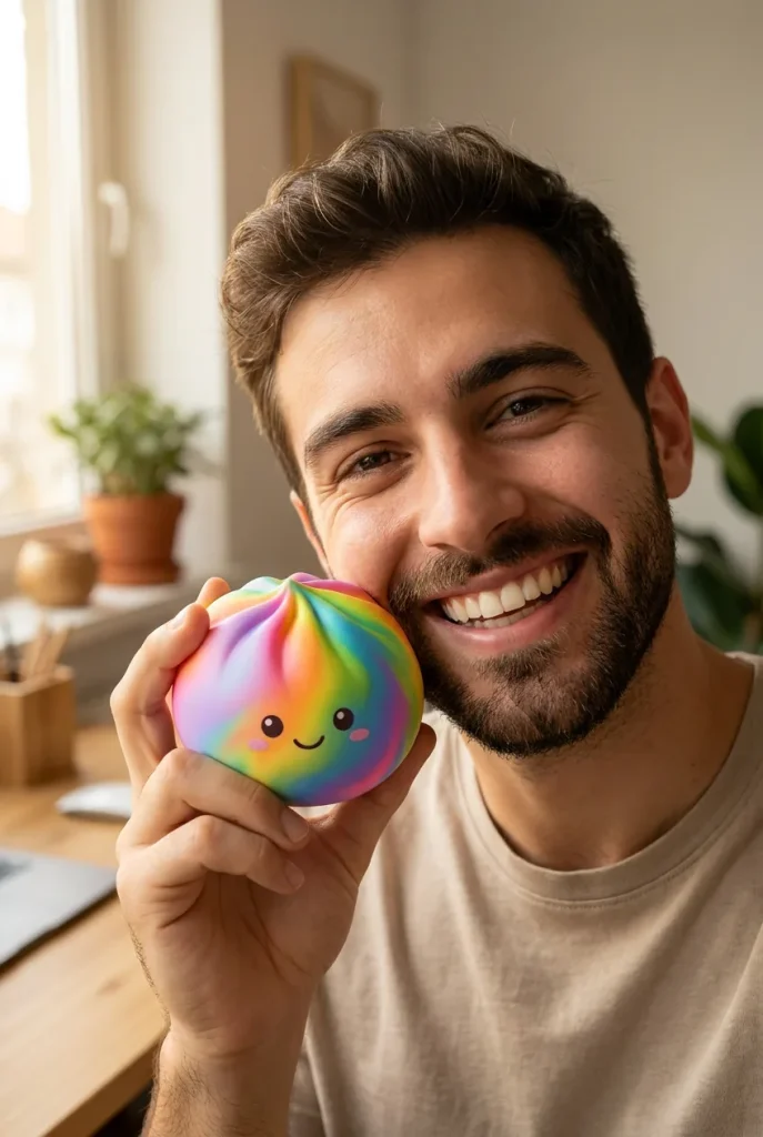 Rainbow Dumpling Squishy in everyday life