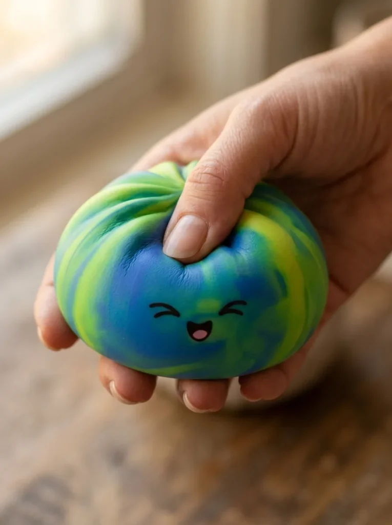 Rainbow Dumpling Squishy mid-squish