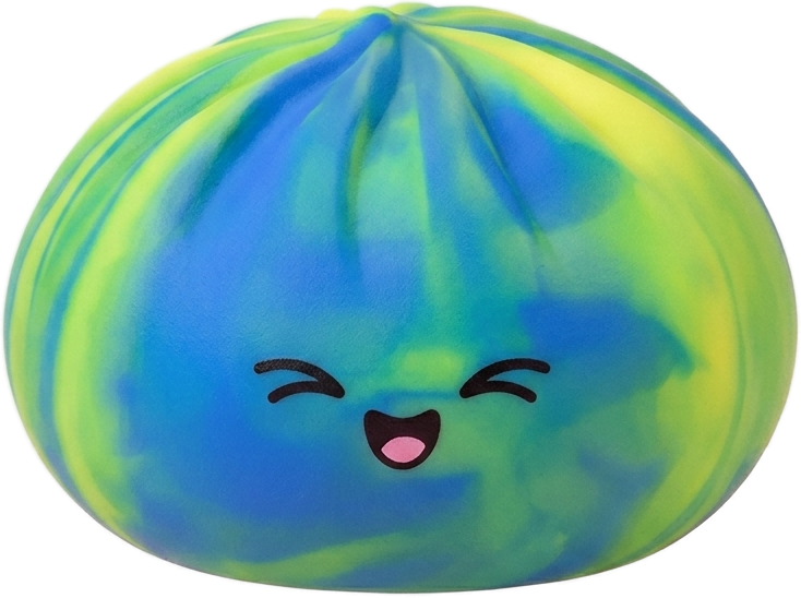 Rainbow Dumpling Squishy being squeezed, soft slow-rise foam