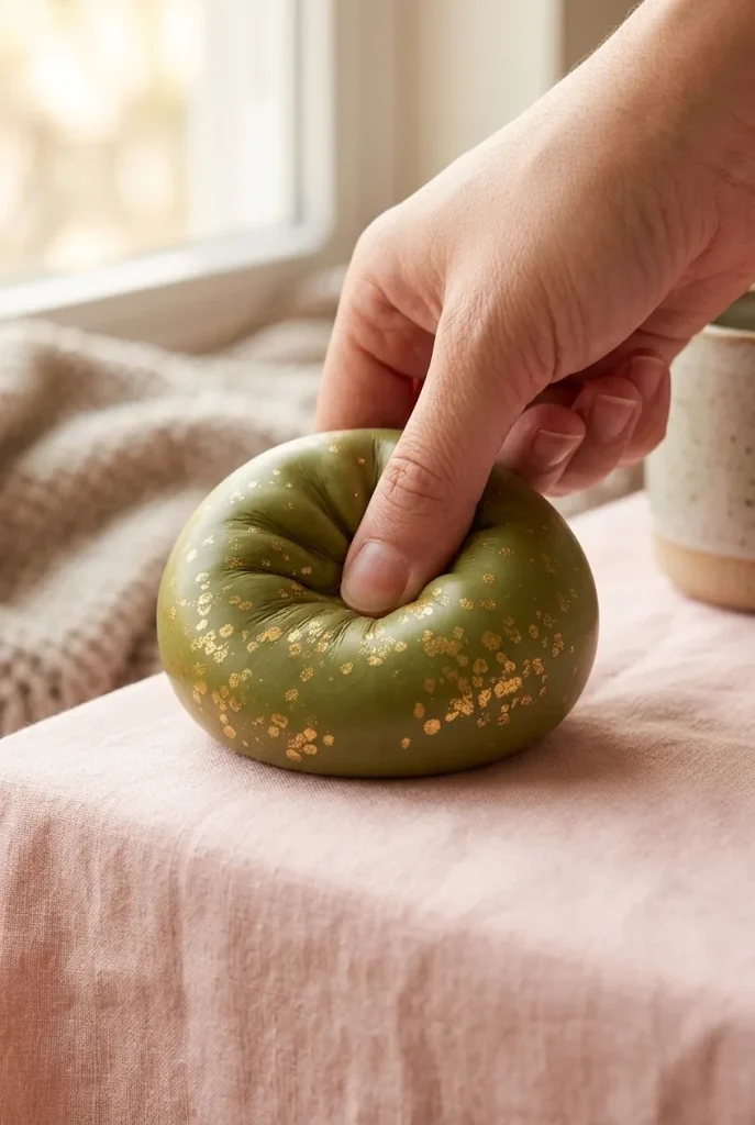 Emerald Green Glitter Dumpling Squishy mid-squish