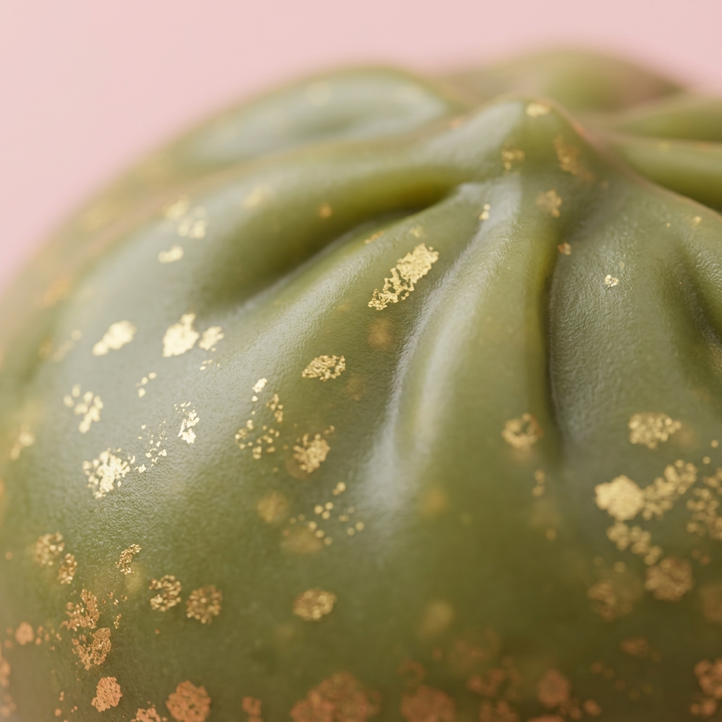 Emerald Green Glitter Dumpling Squishy — close-up of the texture