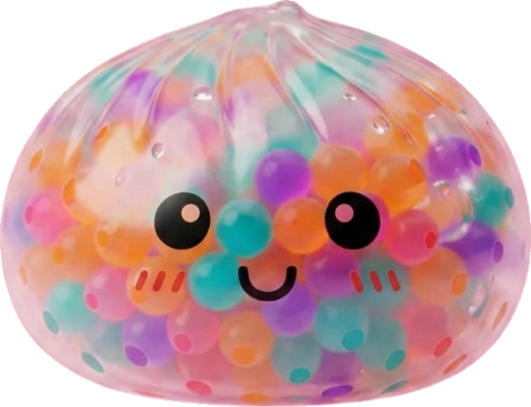 Multicolour Squishy Dumpling being squeezed, soft slow-rise foam