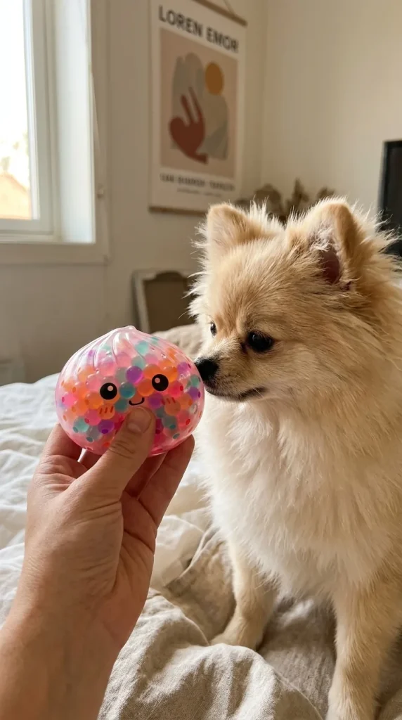 Multicolour Squishy Dumpling with a plush friend