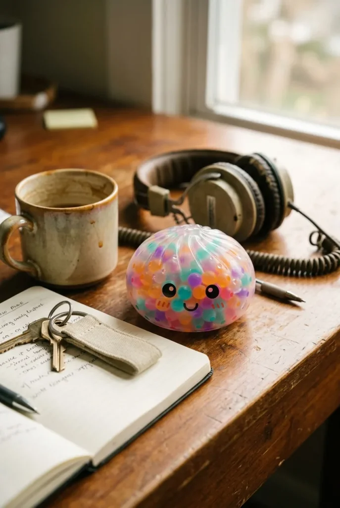 Multicolour Squishy Dumpling on the desk