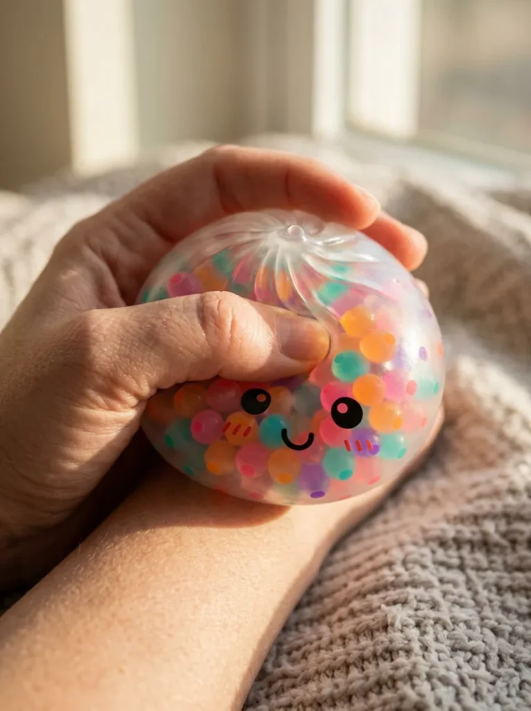 Multicolour Squishy Dumpling mid-squish