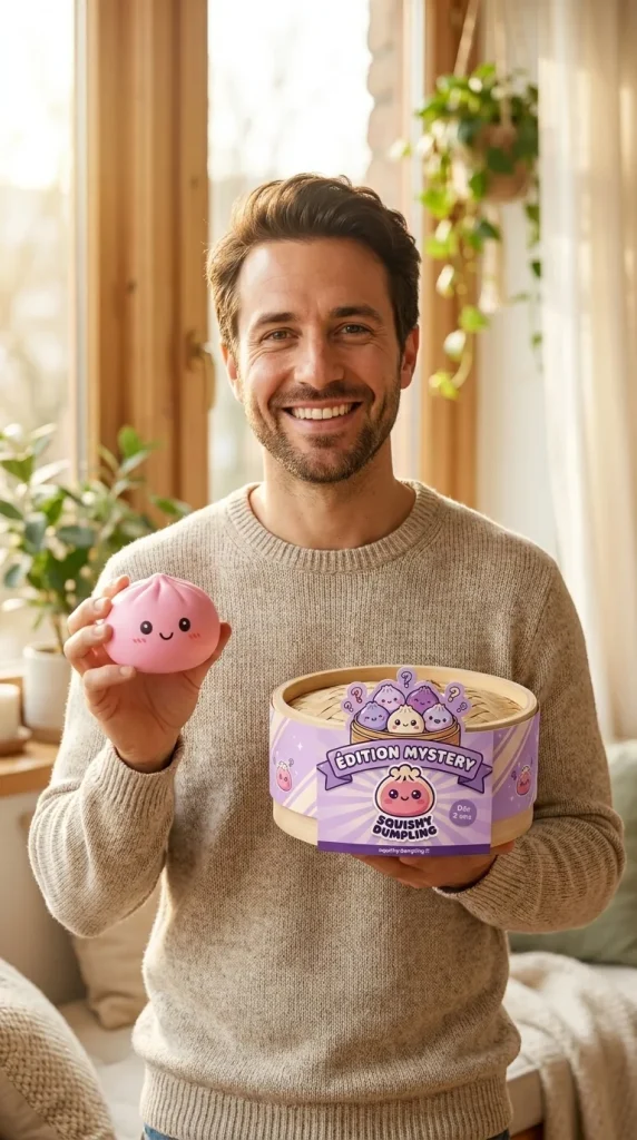 Squishy Dumpling Mystery Box with its box
