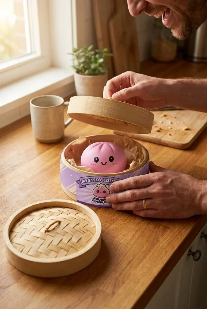 Squishy Dumpling Mystery Box unboxing moment