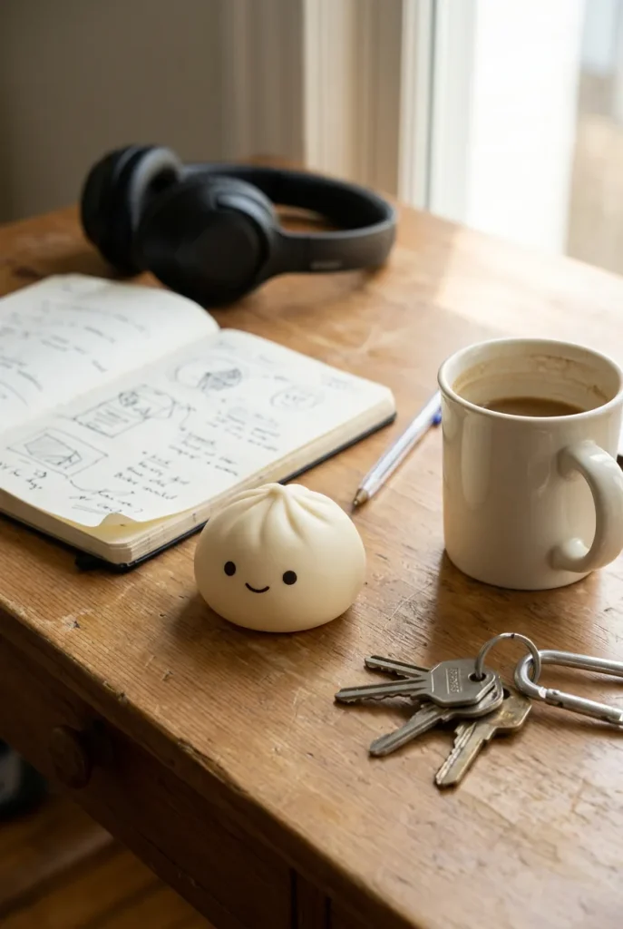 Dumpling Squishy Mystery Bun Surprise on the desk