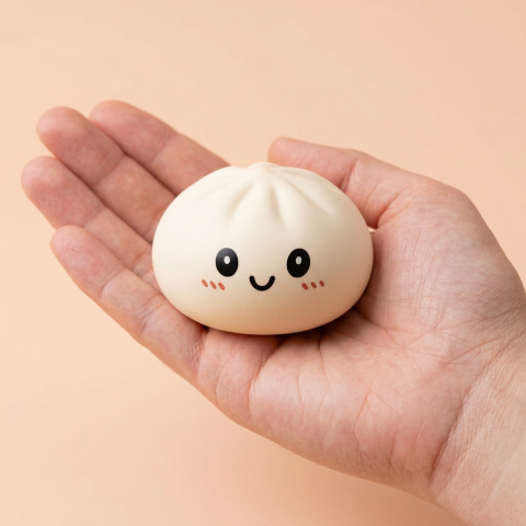 Dumpling Squishy Collection Set of 6 held in hand, actual size