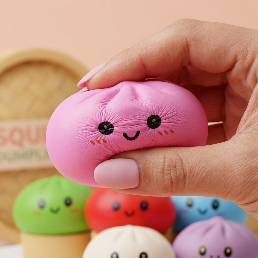 Dumpling Squishy Collection Set of 6 — slow-rise effect, the foam springs back slowly