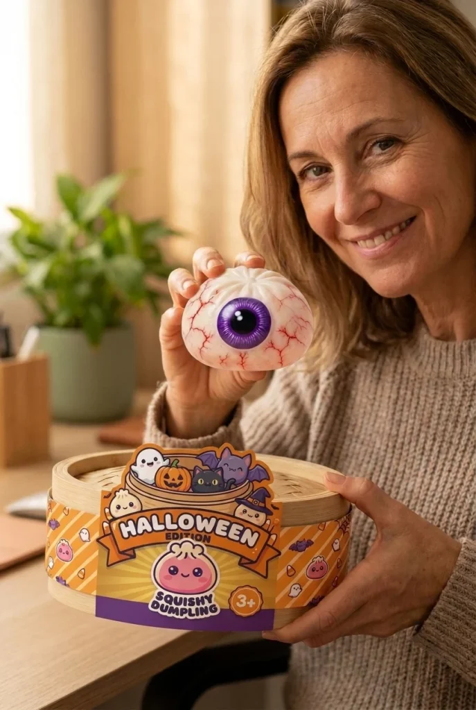 Halloween Eye Dumpling Squishy with its box