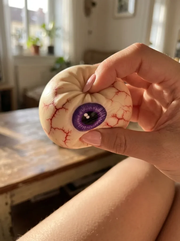 Halloween Eye Dumpling Squishy mid-squish