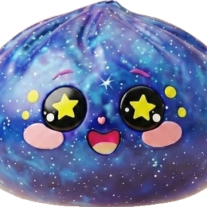 Galaxy Dumpling Squishy being squeezed, soft slow-rise foam