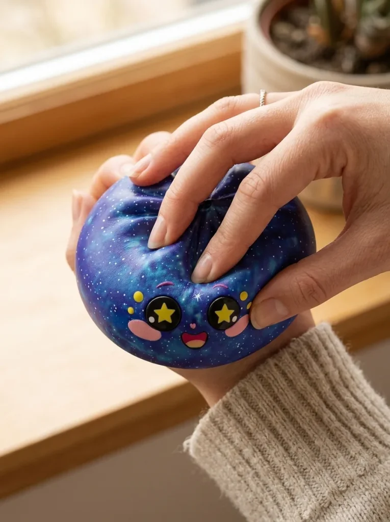 Galaxy Dumpling Squishy mid-squish