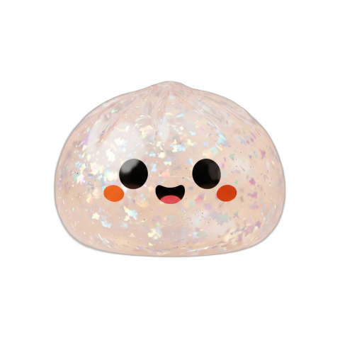 Ghost Halloween Glitter Dumpling Squishy being squeezed, soft slow-rise foam