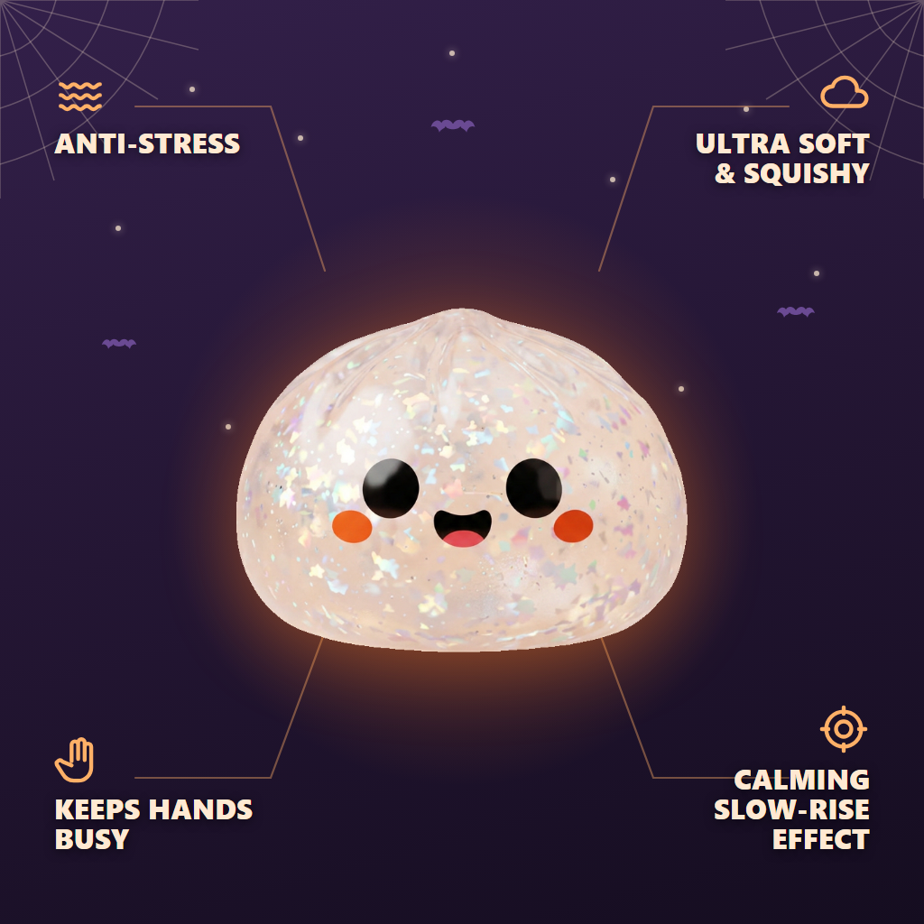 Ghost Halloween Glitter Dumpling Squishy — its benefits
