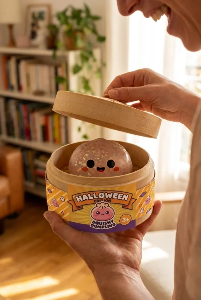 Ghost Halloween Glitter Dumpling Squishy unboxing moment
