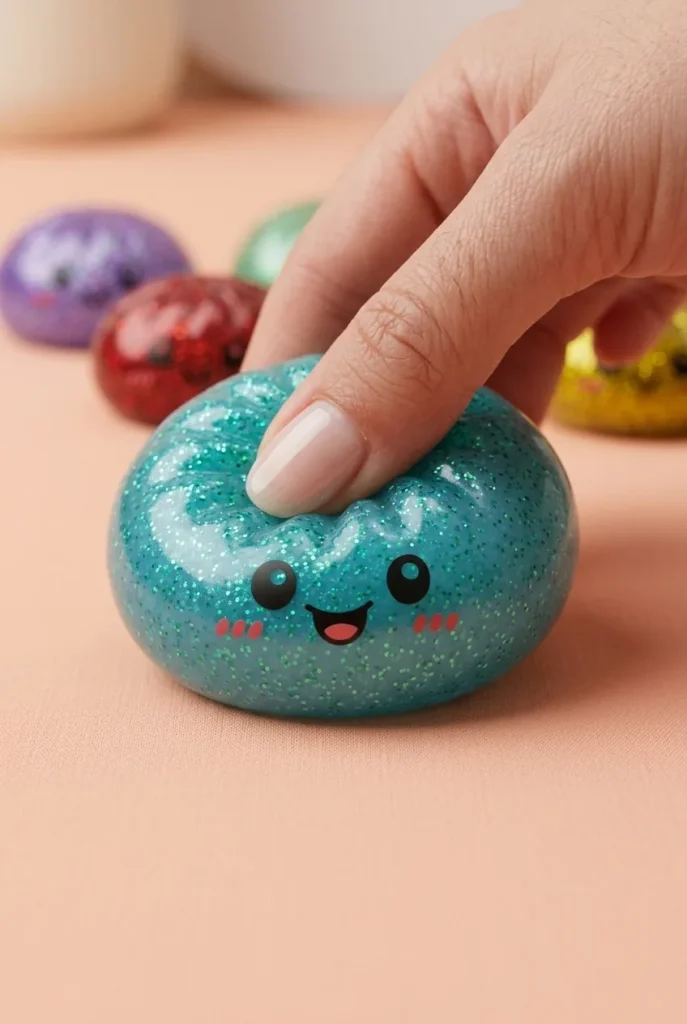 Glitter Dumpling Squishy Set of 6 mid-squish
