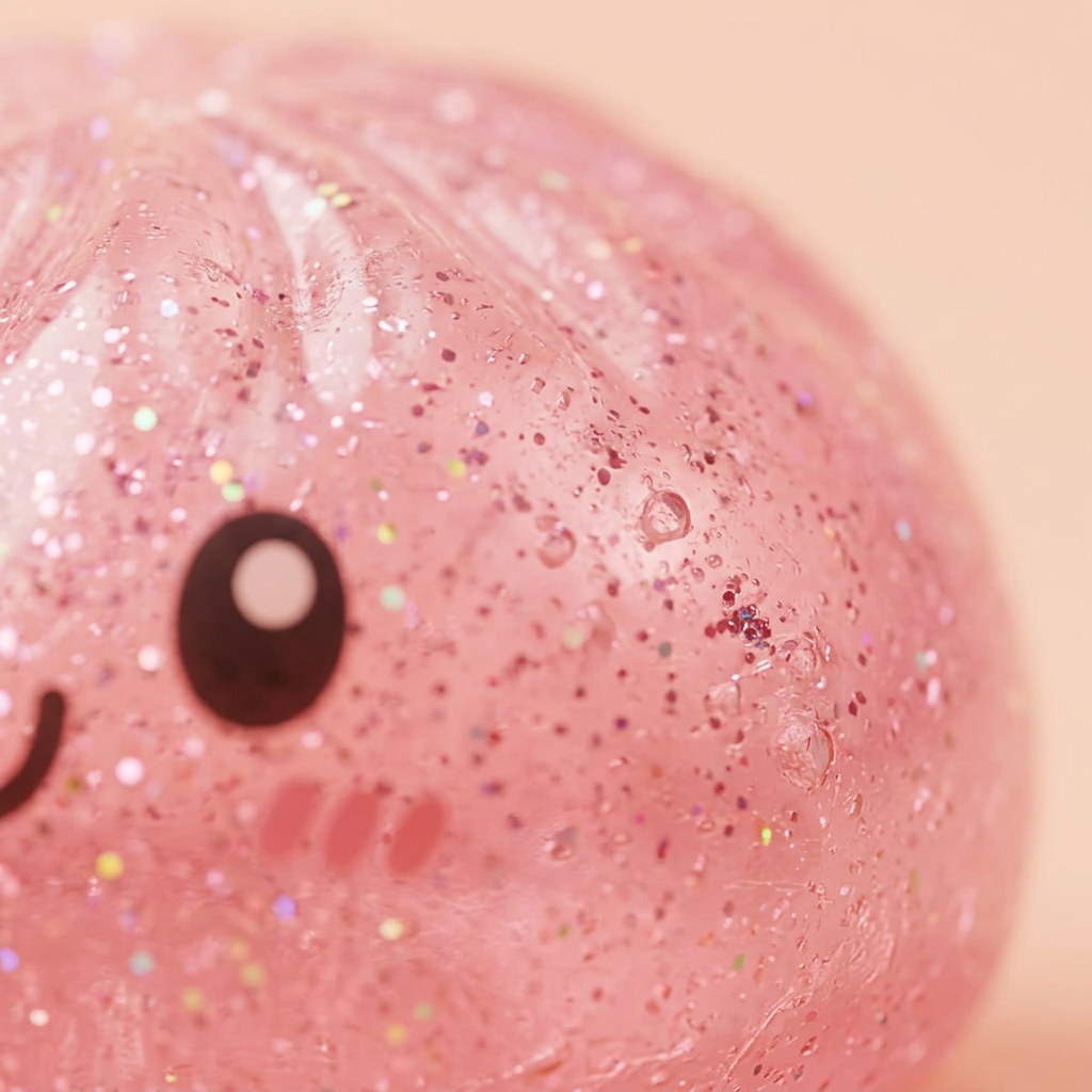 Glitter Dumpling Squishy Set of 6 — close-up of the texture