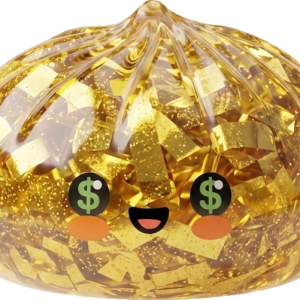 Gold Dumpling Squishy – Rare Edition being squeezed, soft slow-rise foam