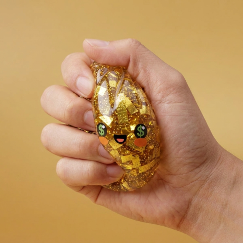 Gold Dumpling Squishy – Rare Edition — slow-rise effect, the foam springs back slowly