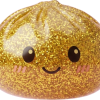 Gold Glitter Dumpling Squishy being squeezed, soft slow-rise foam