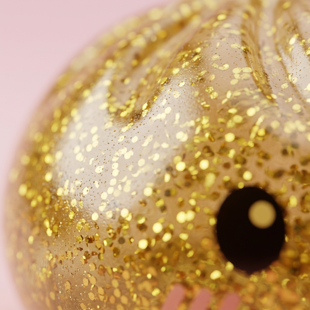 Gold Glitter Dumpling Squishy — close-up of the texture