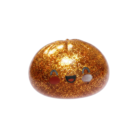 Gold Glitter Dumpling Squishy – Rare Treasure Edition being squeezed, soft slow-rise foam