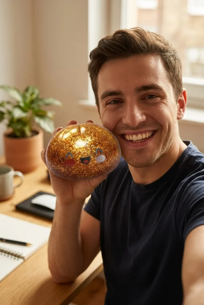 Gold Glitter Dumpling Squishy – Rare Treasure Edition in everyday life