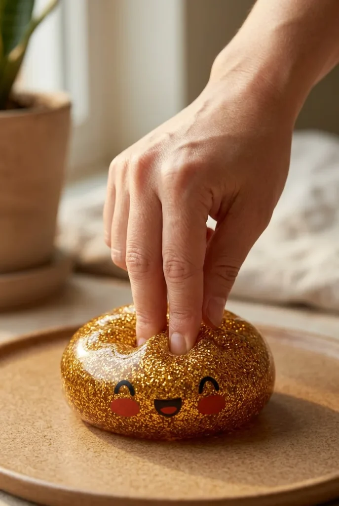 Gold Glitter Dumpling Squishy – Rare Treasure Edition mid-squish