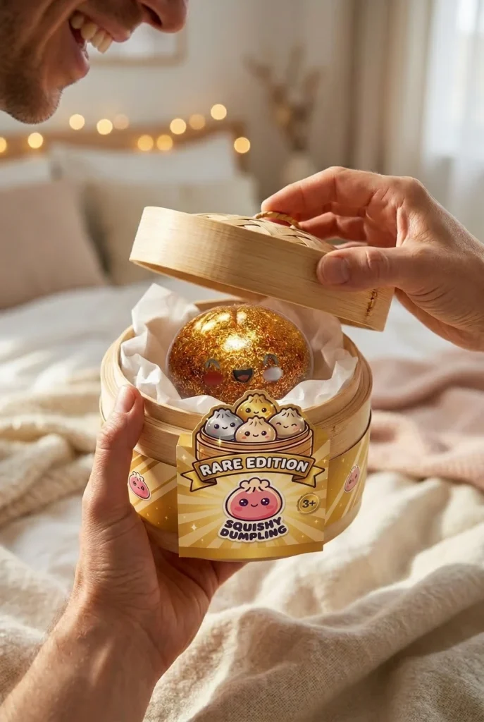 Gold Glitter Dumpling Squishy – Rare Treasure Edition unboxing moment