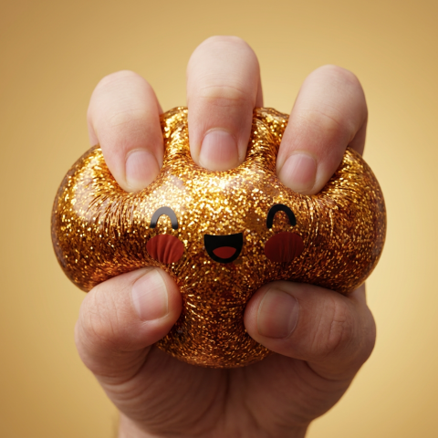 Gold Glitter Dumpling Squishy – Rare Treasure Edition — slow-rise effect, the foam springs back slowly