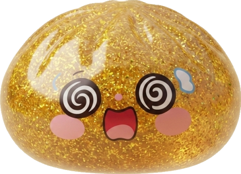 Gold Dumpling Squishy – Lucky Charm Edition being squeezed, soft slow-rise foam