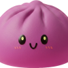 Grey & Magenta Dumpling Squishy being squeezed, soft slow-rise foam