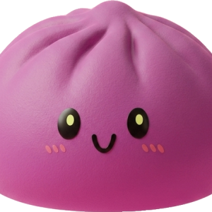 Grey & Magenta Dumpling Squishy being squeezed, soft slow-rise foam
