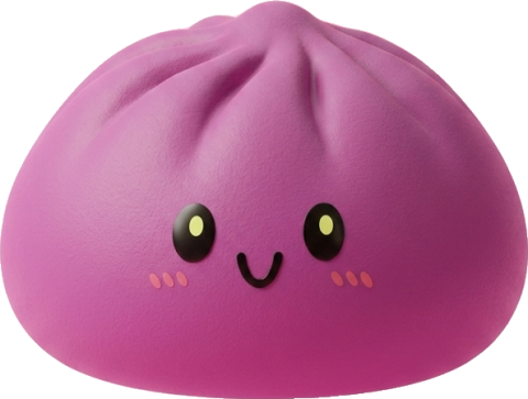 Grey & Magenta Dumpling Squishy being squeezed, soft slow-rise foam