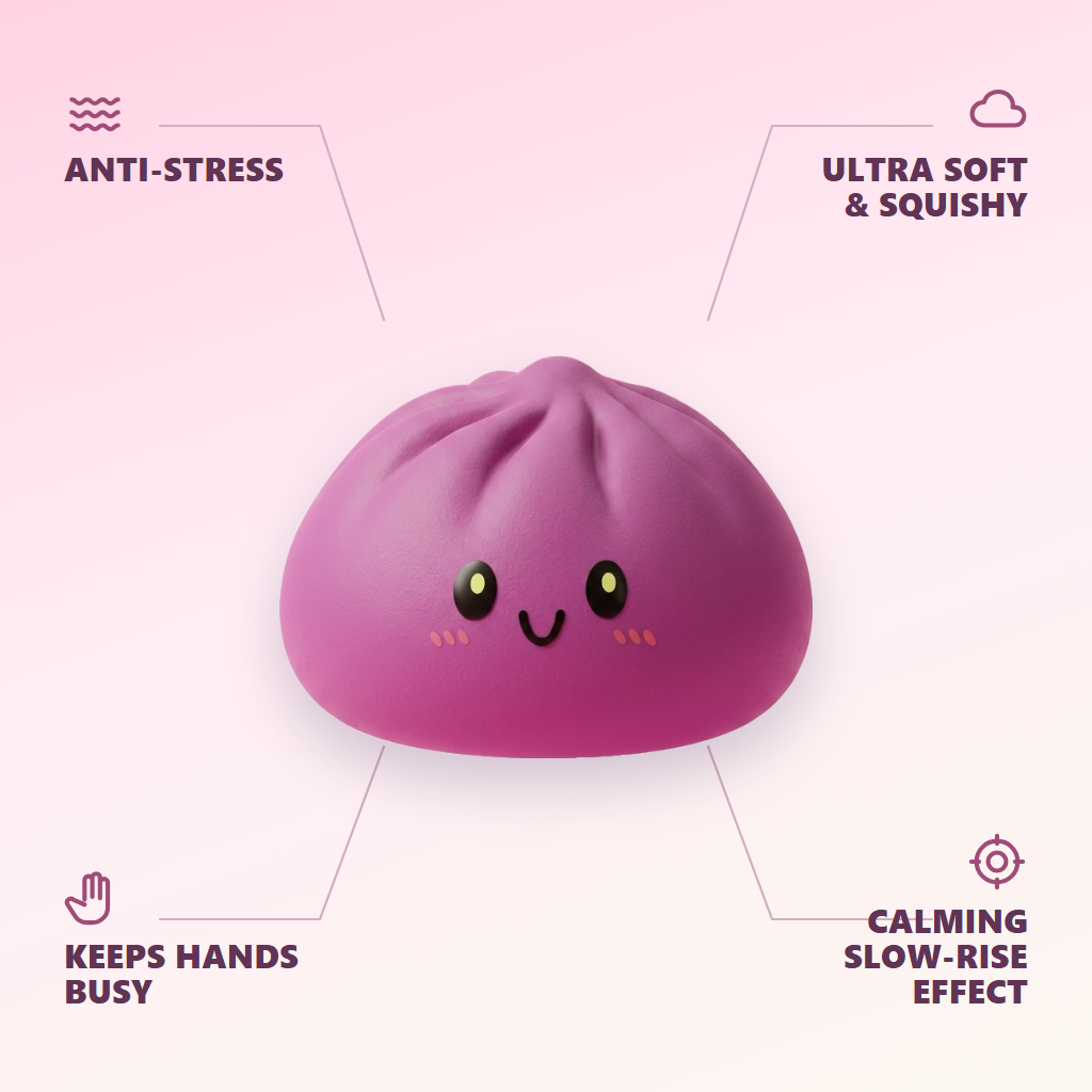 Grey & Magenta Dumpling Squishy — its benefits