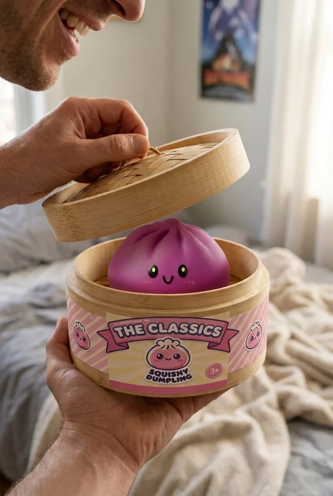 Grey & Magenta Dumpling Squishy unboxing moment